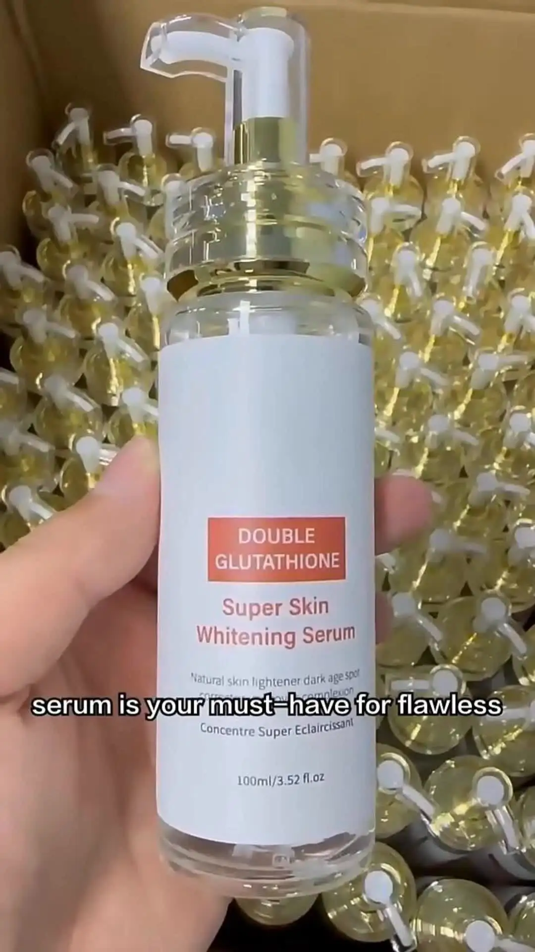 skin whitening glutathione serum Double Glutathione Serum Hyaluronic Acid Nicotinamide Skin Brightening Face  Serum 20% Pure Vitamin C Whitening Serum