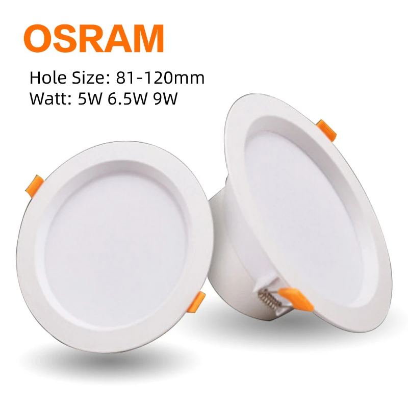 OSRAM 3.5in 4in 6500K 6.5W 9W 70LM/W Electrostatic Spraying Embedded Anti-Fog LED Downlight with Metal Lamp Body for Bedroom