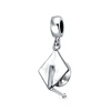Engravable Graduation Cap Dangle Charms 925 Sterling Silver Fits European Bracelet