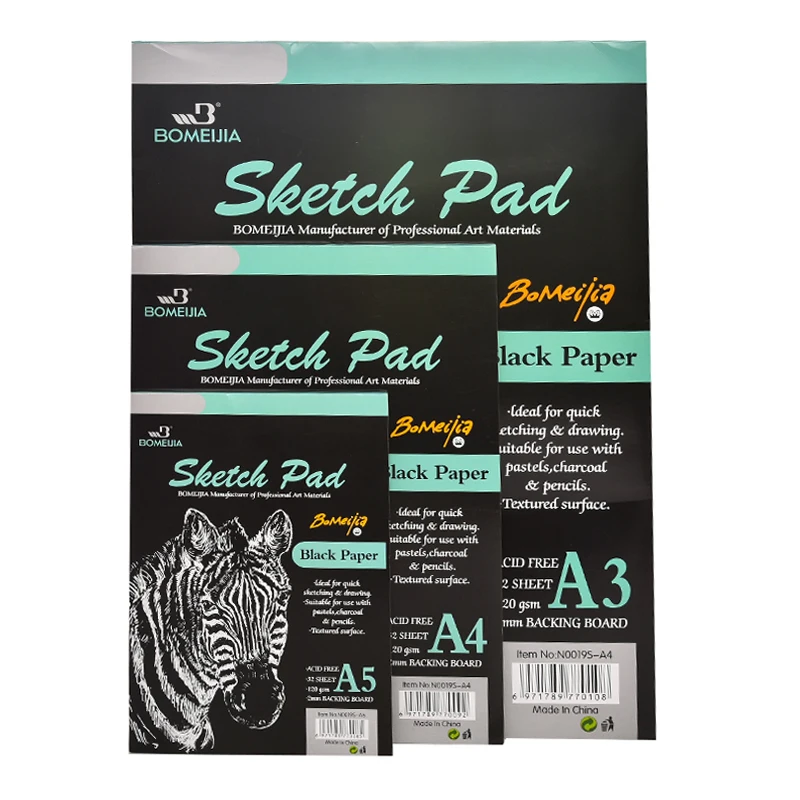 32 Sheet A3/a4/a5 Drawing Book Sketch Pad Black Cardboard Paper