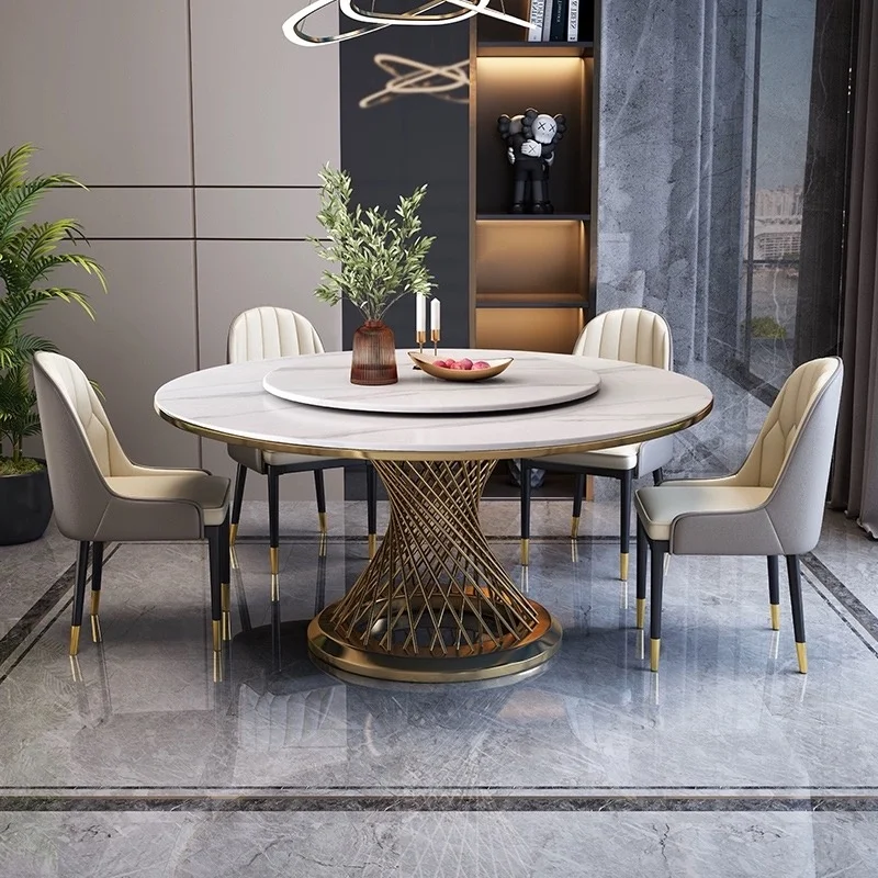 Luxury Living Room Furniture Gold Legs Round Dining Table Restaurant