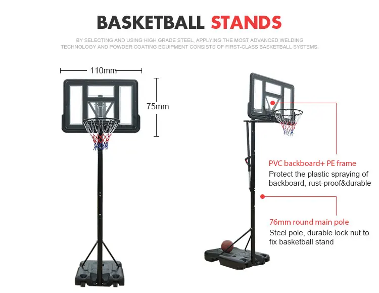 Height Adjustable 7.510ft Portable Basketball Hoop Stand Goal System