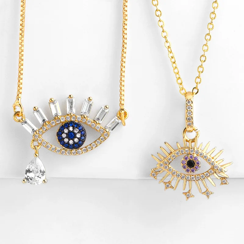 Trade assurance suppliers gold plated evil eye necklace trendy blue eyes necklace