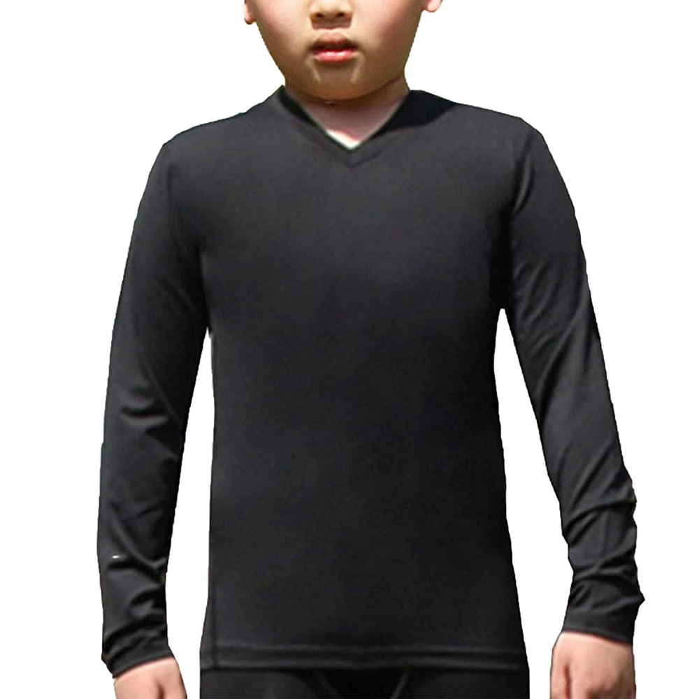 COOLOMG Boys Girls Thermal Long Sleeve Compression Shirts Fleece Lined Base Layer Tops Soccer Hockey Sport 