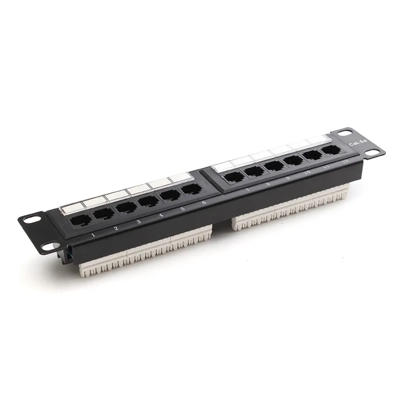 12 Port RJ45 Patch Panel UTP Cat6/Cat5e Ethernet LAN Network Adapter Rack Cable Wall Mounted Bracket Connector Rack Tool