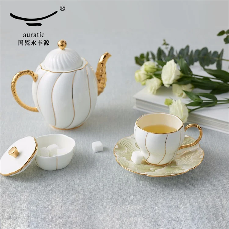 New Design Tea Cups And Saucer Sets Ceramic Shengshi Magnolia 17 Tea