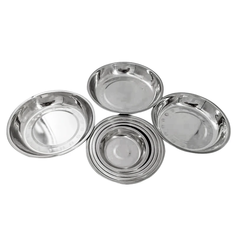 Round Metal Food Plate Stainless Steel Deep Dinner Plate For Home