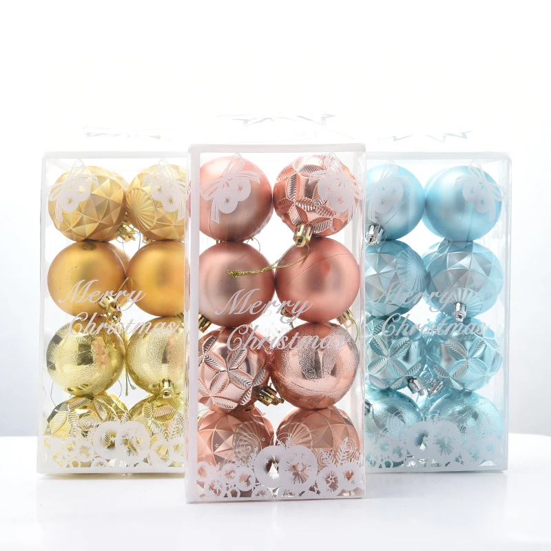 New Products Novelty Christmas Gift Plastic pink Ornaments Christmas Decoration Tree Balls Colored Set manufacture