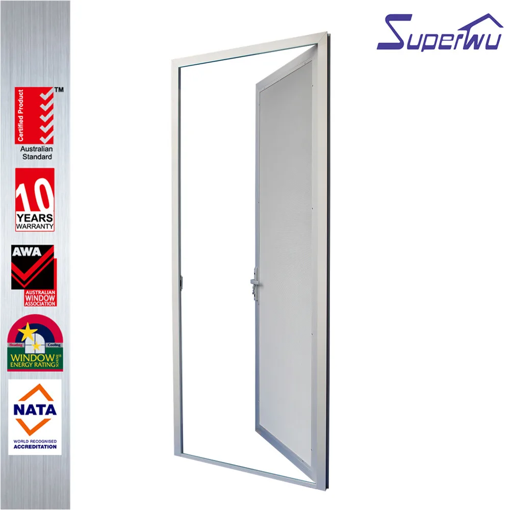 Single panel security mesh aluminum swing doors exterior aluminum french type hinged doors