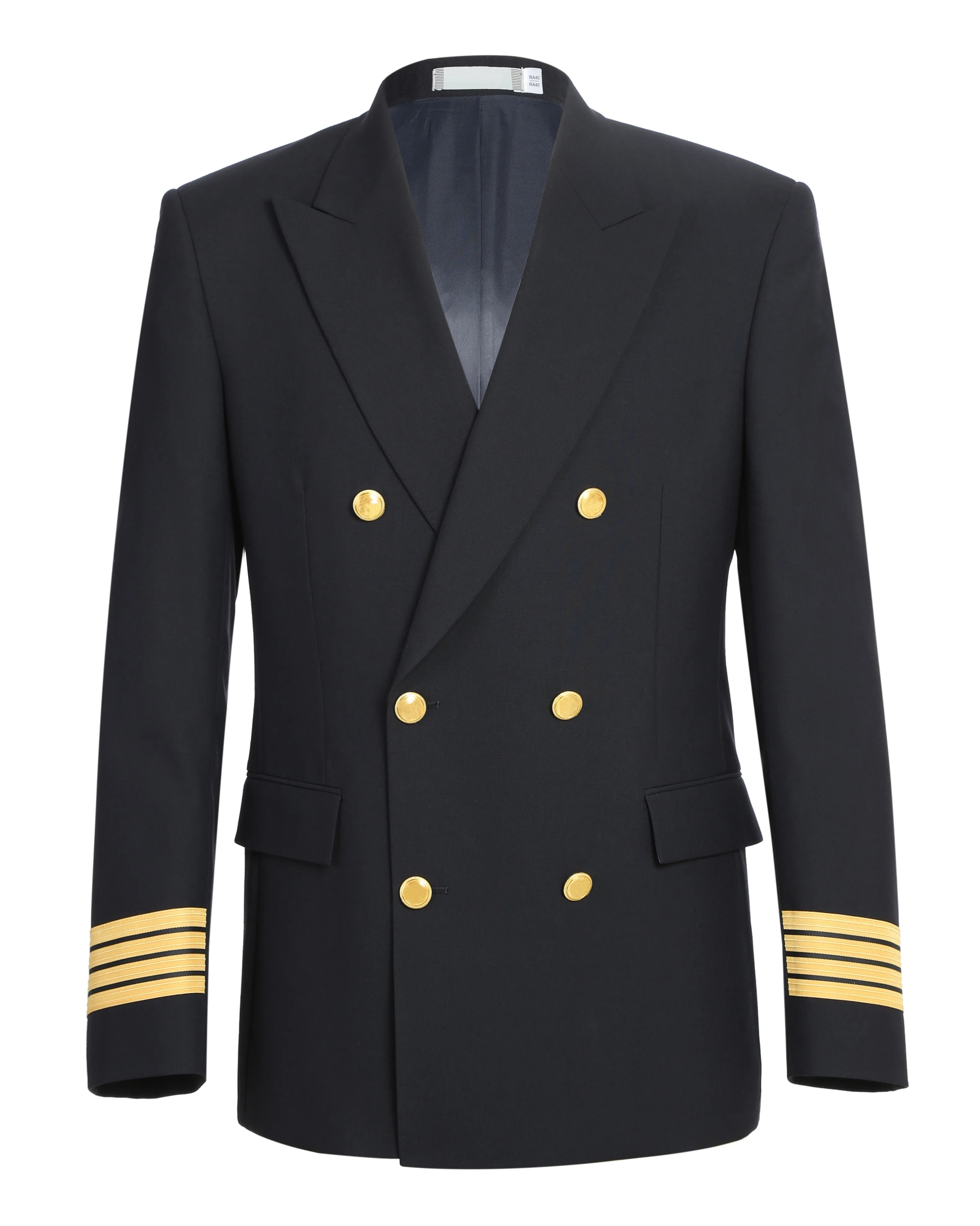 100% Wool Pilot Uniform With Double Breasted Peaky Lapel And Metal 