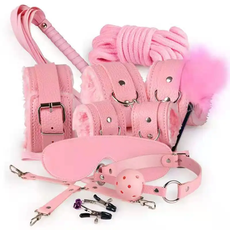 10pcs Fetish Kits Bed Restraints Bondage Plush Pu Sexy Flirting Alternative Toys Tied Bdsm 1250