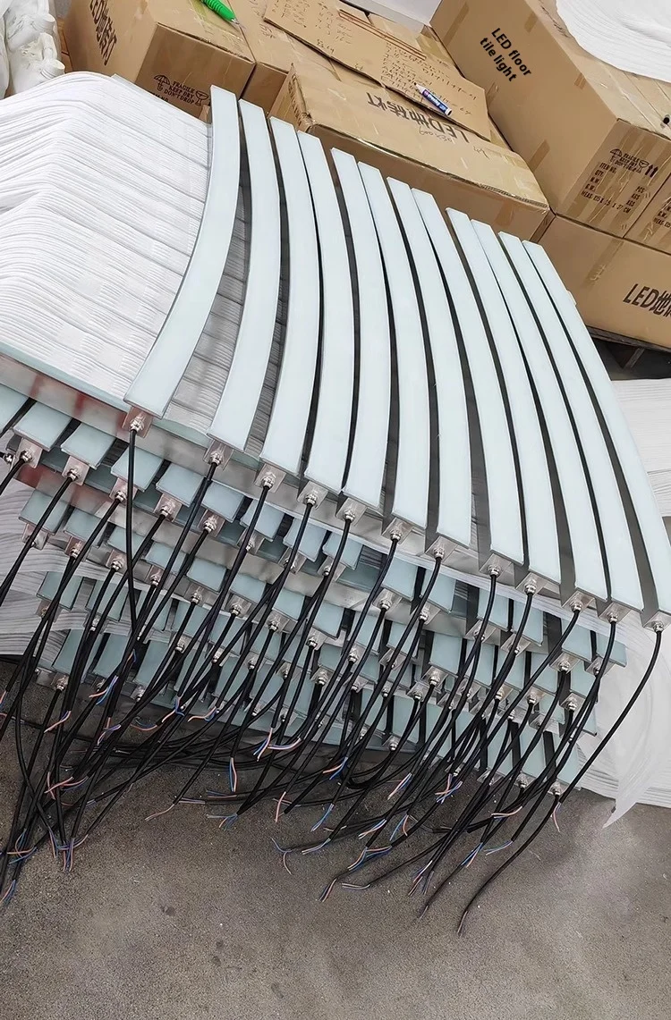 product aluminum led outdoor waterproof curved underground light dmx512 rgb embedded square park irregular ground tile landscape ip67-12