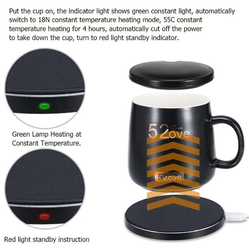 Qi 18w 15w 2 In 1 Fast Wireless Charging Pad Electric Heating Coffee