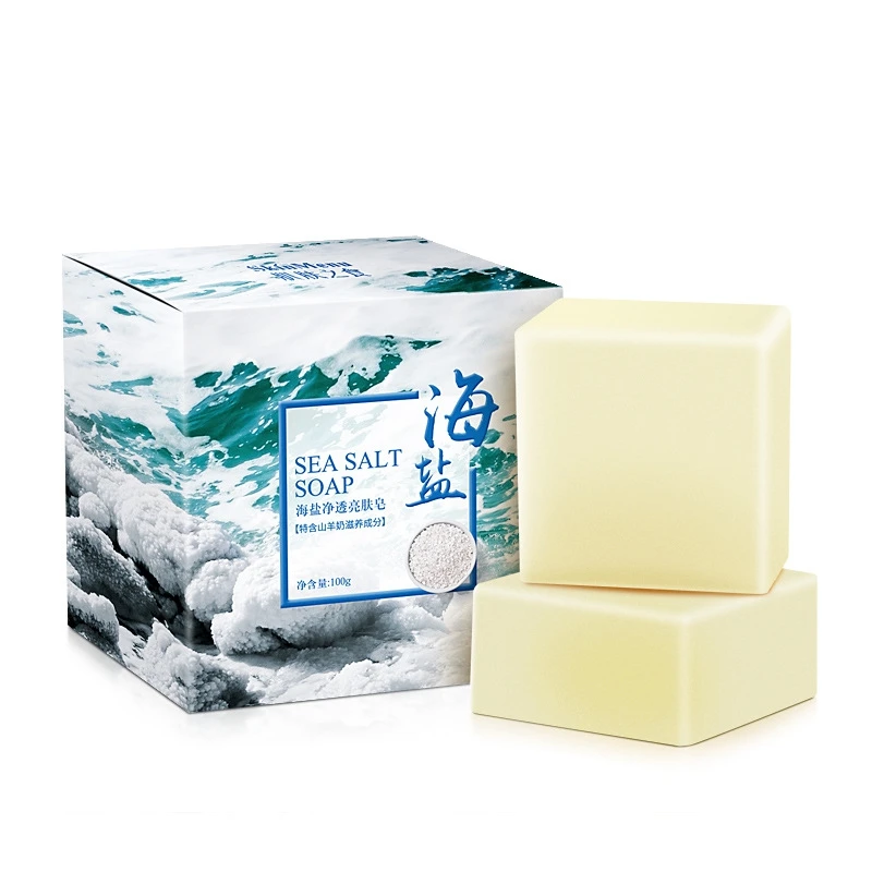 

Factory Wholesale HandMade Whitening Body Sea Salt Soap Goat Milk Exfoliating Acne Scar Removal Sabonete Scented Hand Soap Bar