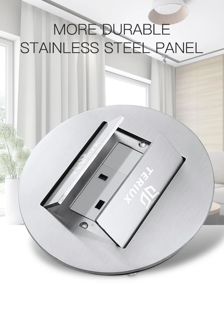 British standard stainless steel power 13A round concealed floor socket box