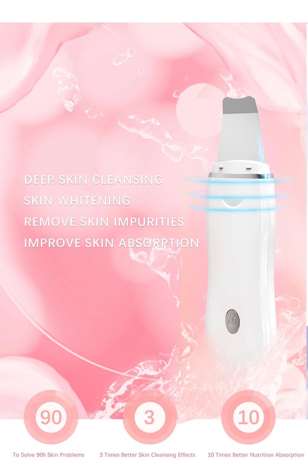 Home Use Skin Scraper Sonic Peeler Facial Skin Scrubber Ultrasonic