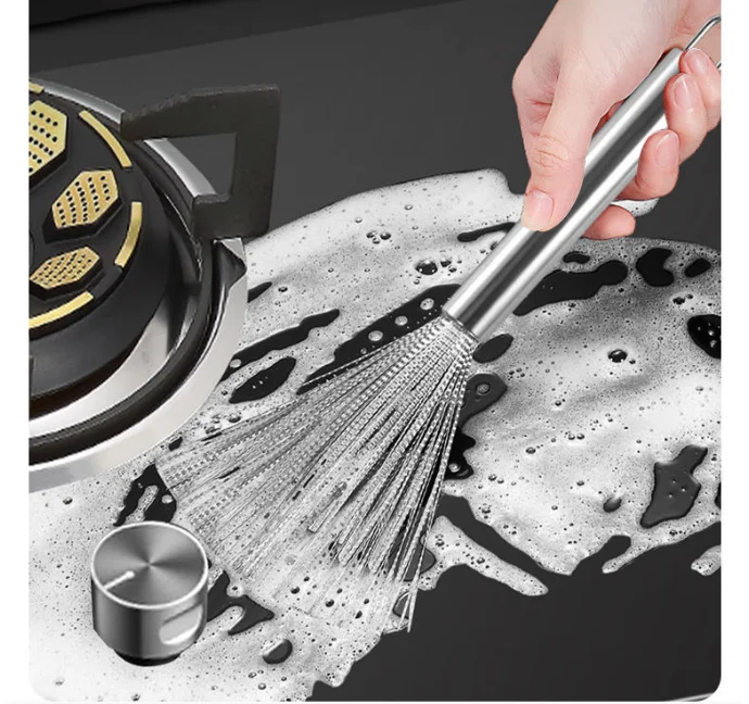 Pan Scrubber Brush,Flexible Stainless Steel Cleaning Brush For Pots