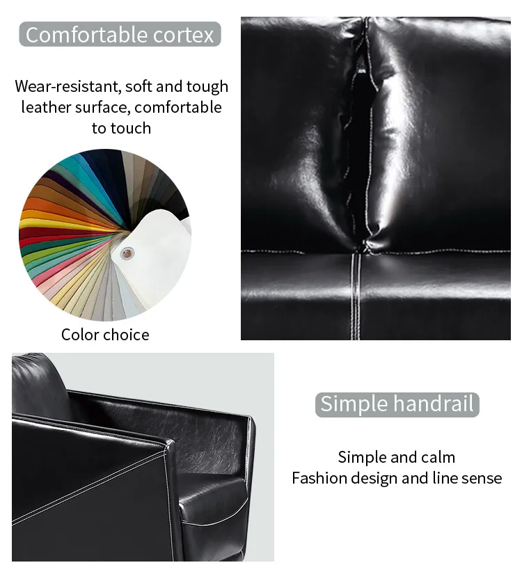 Pengpai Metal Feet Foshan Modern Furniture Pure Leather Sofa Set