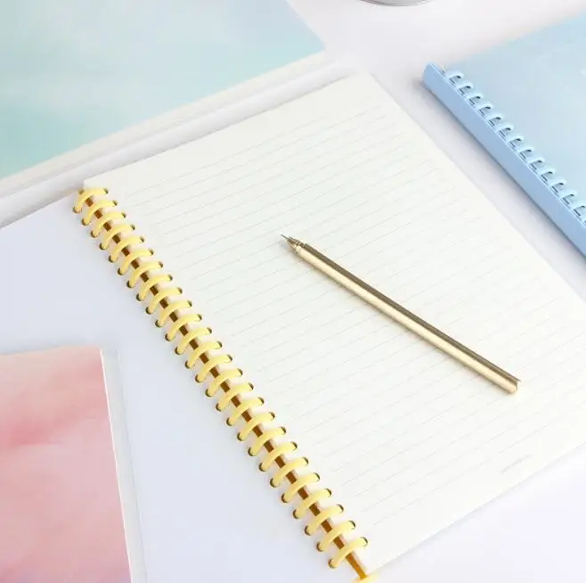 Gold Spiral PVC Cover Journal Notebook Paper Diary Planner Business School 320P 