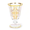 Royal Gold Rim Crystal Goblet Golden Pattern Handmade Stem Glass for Wine/Juice Drinking
