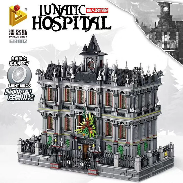 Bausteine MOC-Sets 613002 DC Hero the Lunatic Hospital mit LED-Ziegelspielzeug 