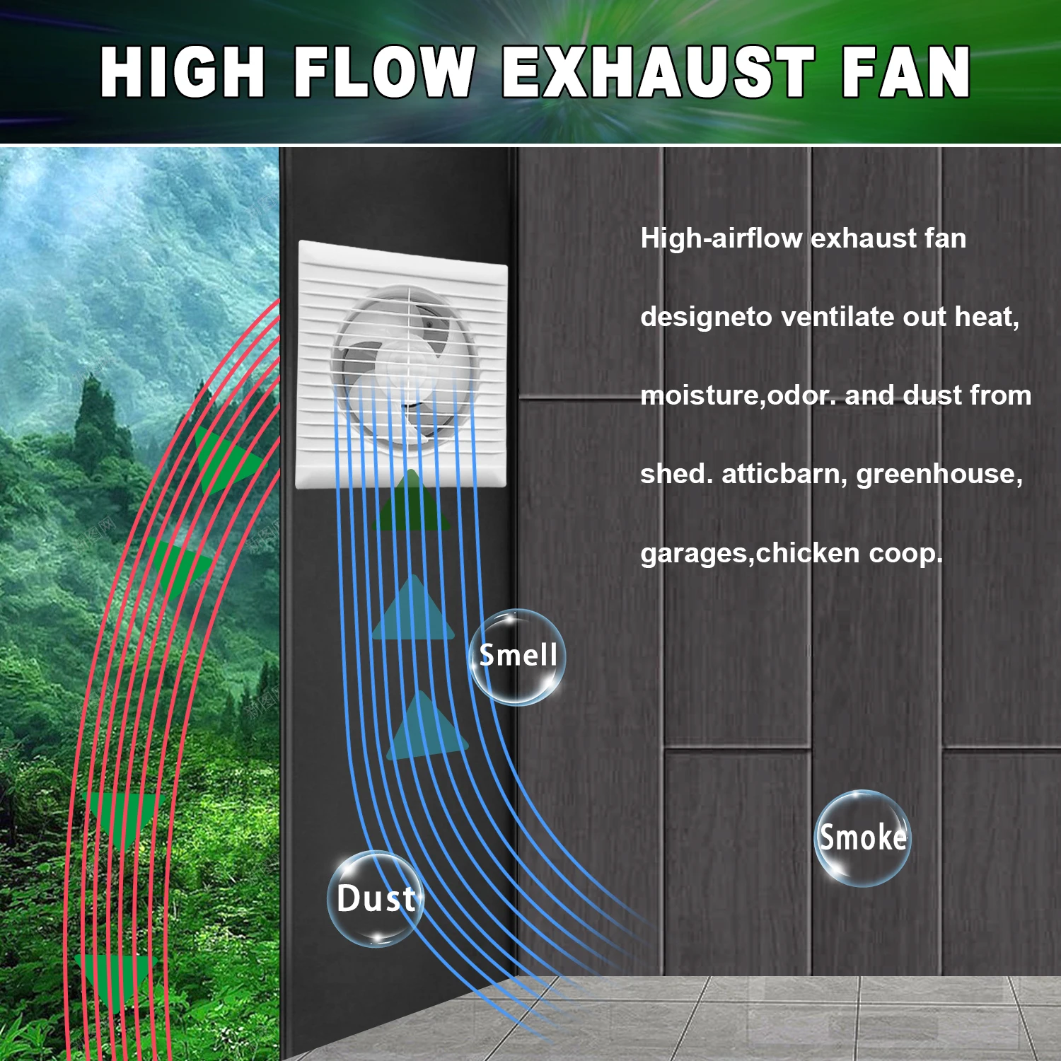 Hole Smoke Exhaust Fan, Solar, DC12V, Wall - detail 4