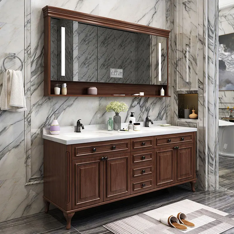 American bathroom vanity floor solid wood bathroom cabinet smart mirror cabinet washbasin  combination toilet washstand