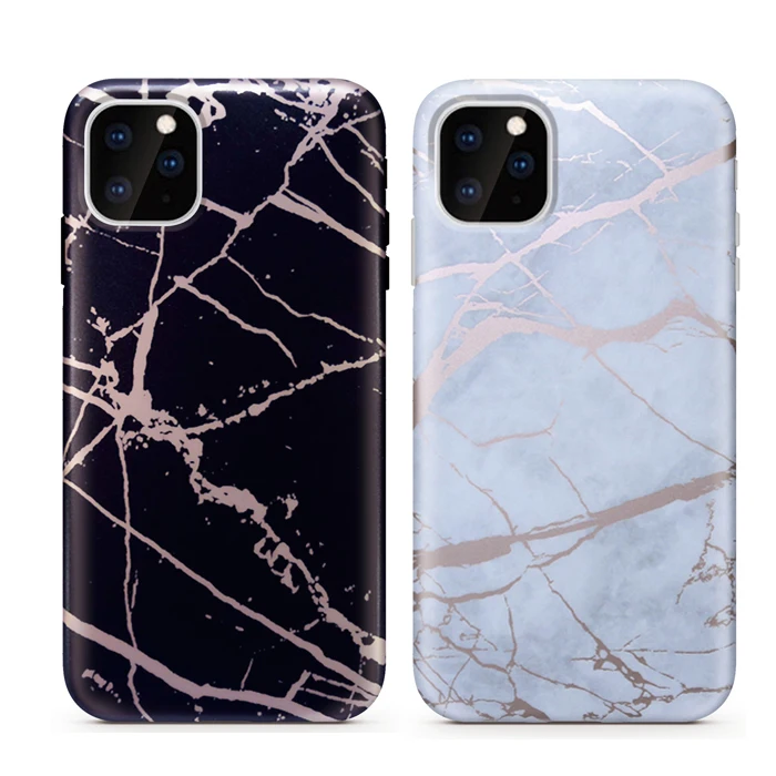 For Iphone X 11 12 Case Luxury Shockproof Shiny Rose Gold Marble Phone
