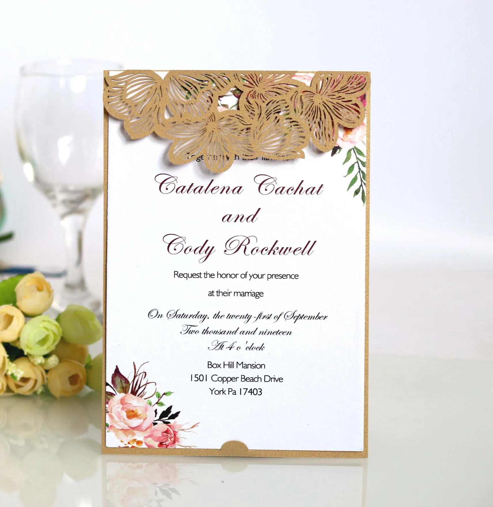 rose flower paper greeting cards business wedding invitation