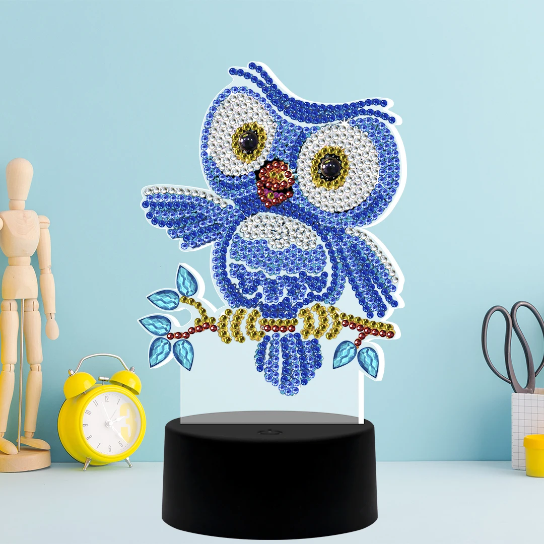 diamond painting led light Lamp 5D Diamond Embroidery Colorful Seven Lights Mosaic Bird Pattern Home Decoration