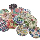 Custom made 3cm wood printed floral diy circular cartoon ECO Button