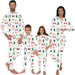 XMAS Family Matching Pajamas Set Mother Daughter Father Son Family Sleepwear Santa Claus Penguin Christmas Tree Top+Pants