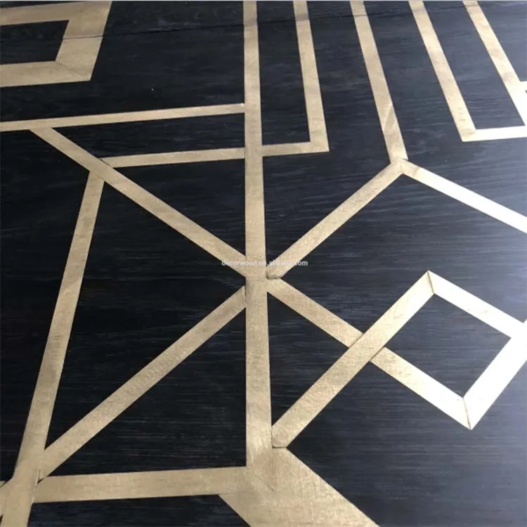 艺术拼花定制黄铜镶嵌木镶木地板黑色橡木镶木地板图案镶嵌拼花