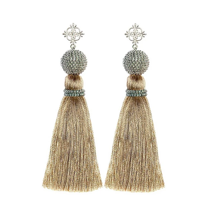 

European design hand make luxury Fringe ilk Tassel Earrings Women Fashion wearing,1 Pair, Picture shows