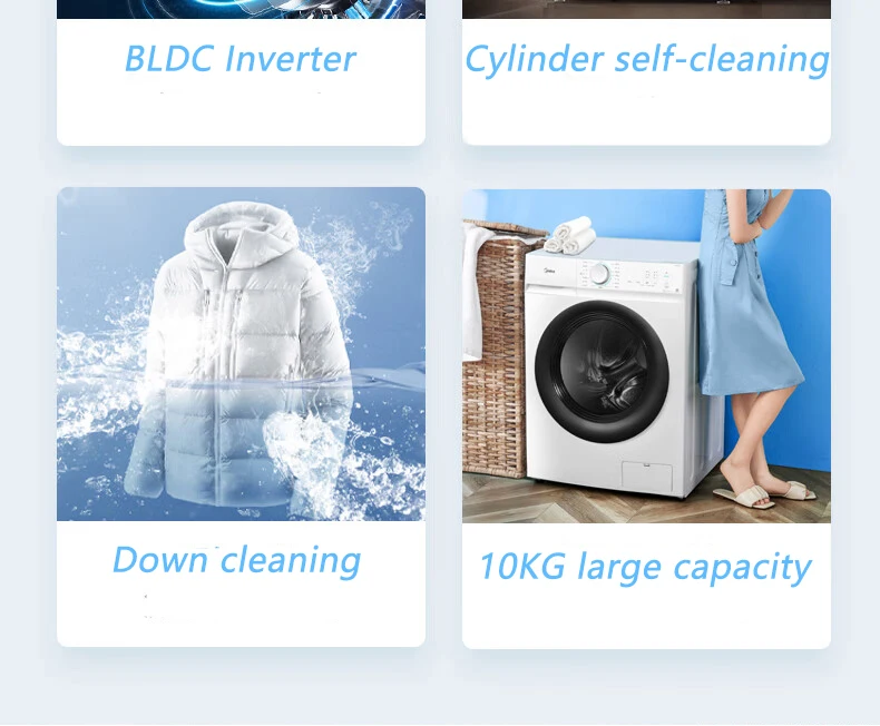 Midea 10kg Front Loading Laundry Rinsing Machine Front Load Washer And ...