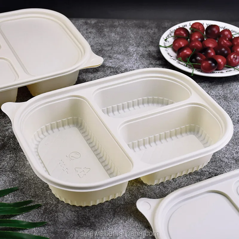 Biodegradable Corn starch 5 compartment Food Container with Lid / Lunch ...