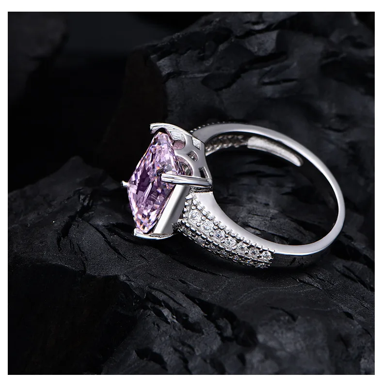 5.6 Karat Lab Diamond Ring Classic 8*10 Ice Flower Cut 925 Silver Ring with Classic Style