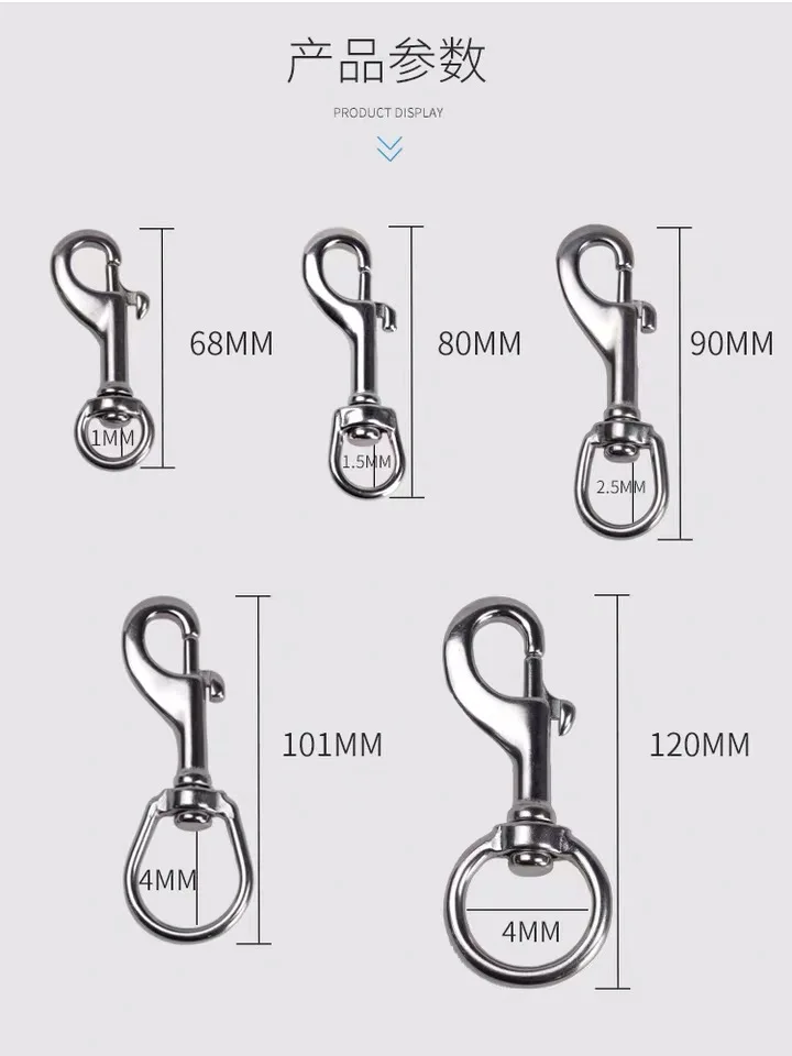 Stainless Steel Swivel Eye Bolt Snap Hook Keyring Trigger Snap Hook 1/2