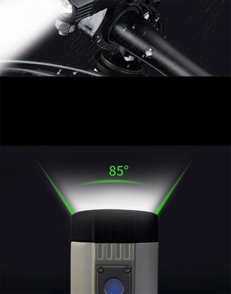 usb充电双t6 led自行车前灯照明自行车山地车骑行装备灯闪光灯