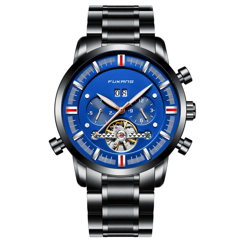 
Make Your Own Logo Skeleton Back Mechanical Automatic Stainless Steel Band Hand Watches for Men 