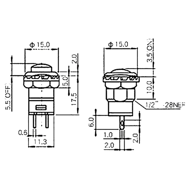 12mm 3a 125vac 1.5a 250vac Self Return Momentary No Lock Push Button ...