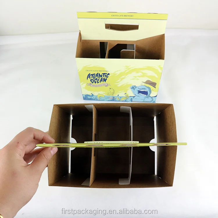 Custom Printing Cardboard 6 Pack 300ml Beer Bottle Holder Carrier Box