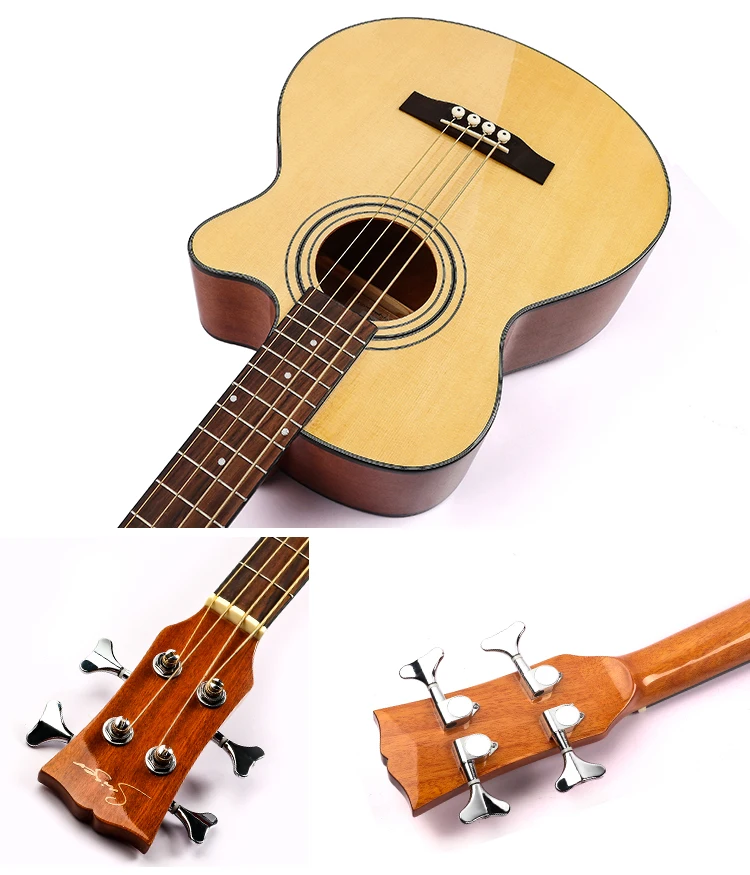 批发smiger 4 弦电动半声低音吉他黑色