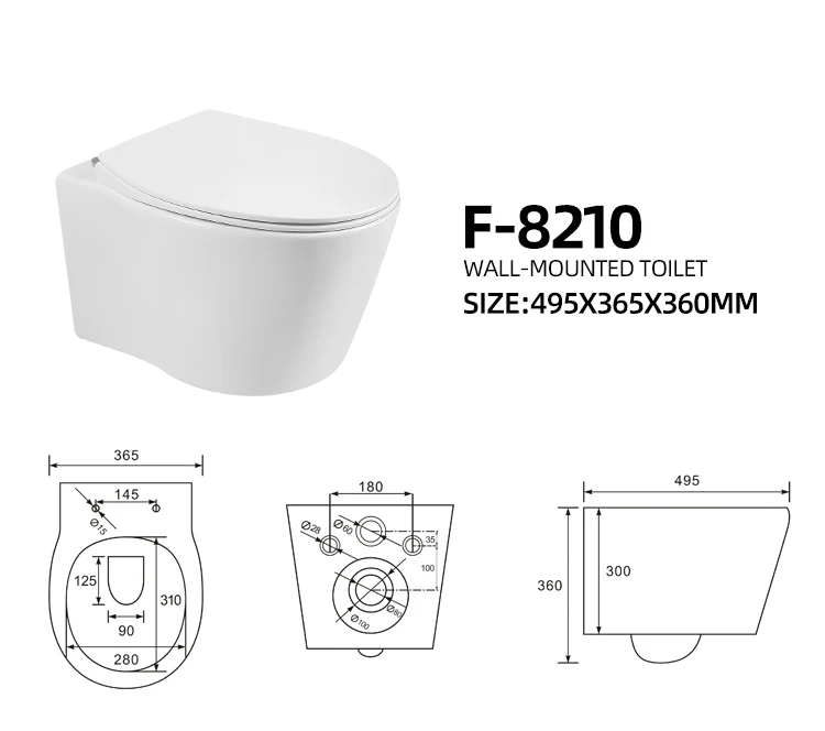 European bathroom water closet back to wall toilet rimless floor stand wc with concealed tank