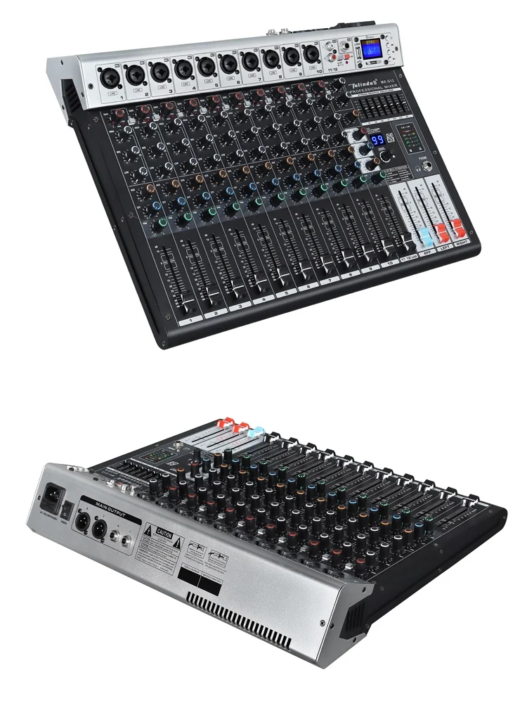 12 Ch Professional Audio Mixer With 48v Power For Conference Room Ktv