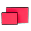 Wholesale boutique red color black border printed packaging bags cardboard paper shopping bag with colored handle
