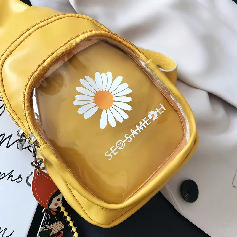 fashion most popular women chest ita bag with clear PVC window for pins custom design transparent ita bag
