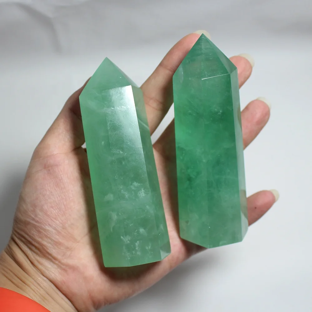 Natural Green fluorite crystal point wand quartz crystal tower healing fluorite crystal large