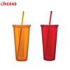 Lincond High Quality Eco-Friendly PS 16 OZ Plastic Tumbler With Straw