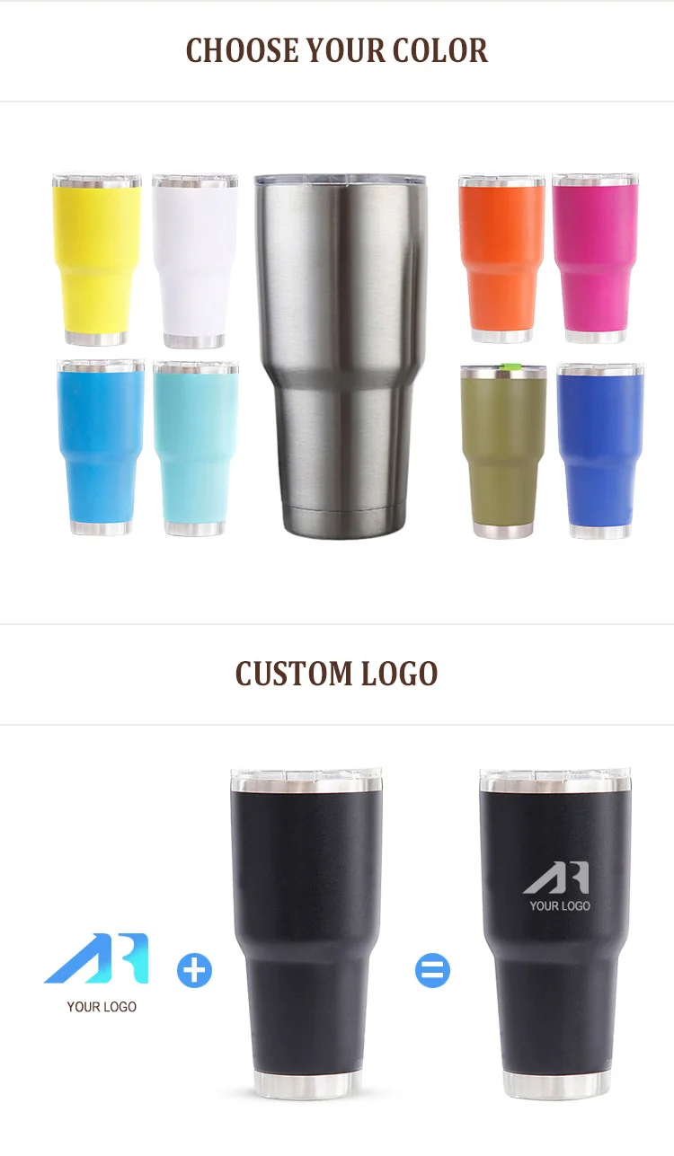 High Quality Custom Logo 30 Oz Powder Coated Matte Black Color Coffee